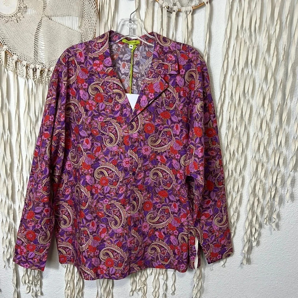 Tell Your Friends / Revolve NWT Basilica Paisley Blouse Size M - Picture 2 of 14